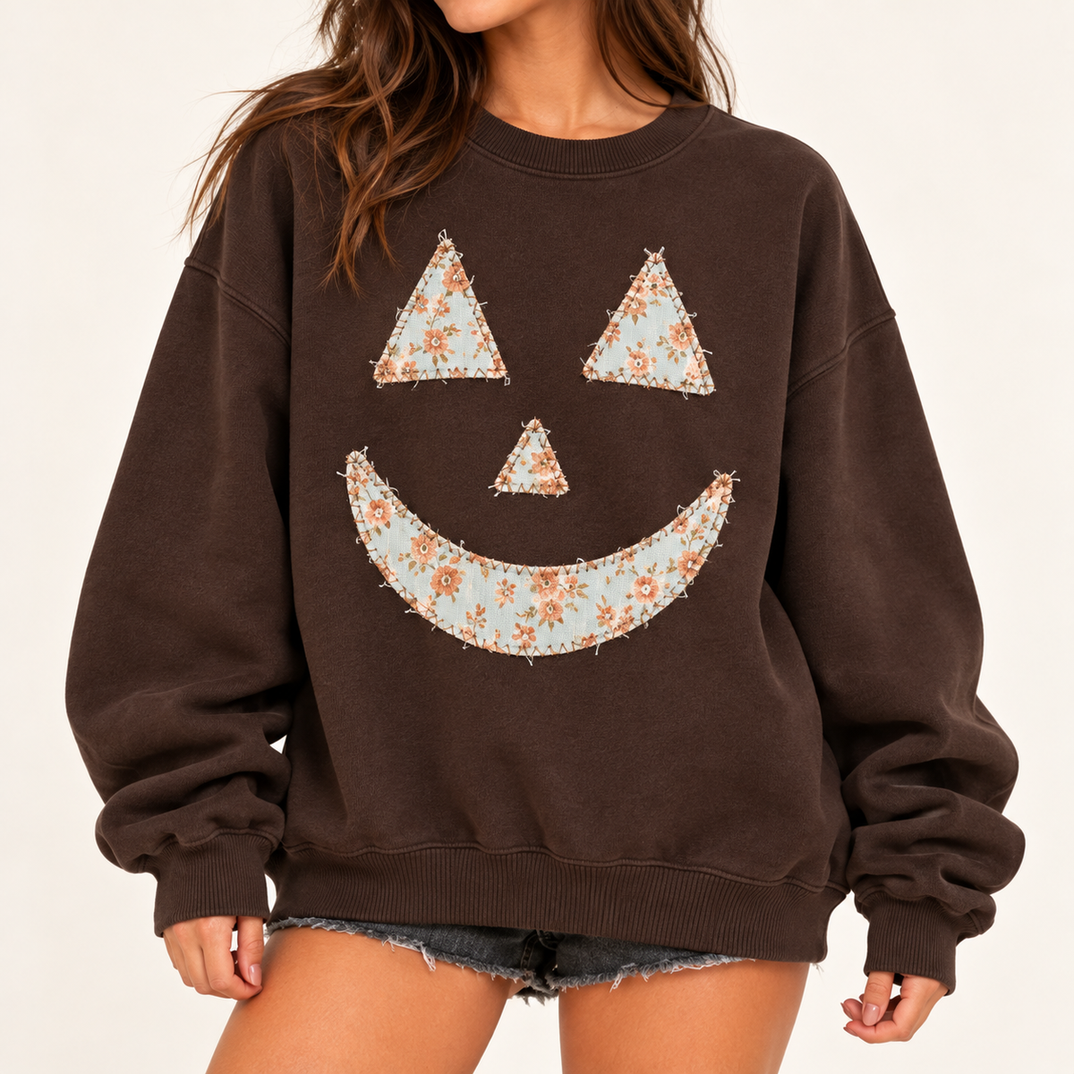 Patchwork Pumpkin Crewneck