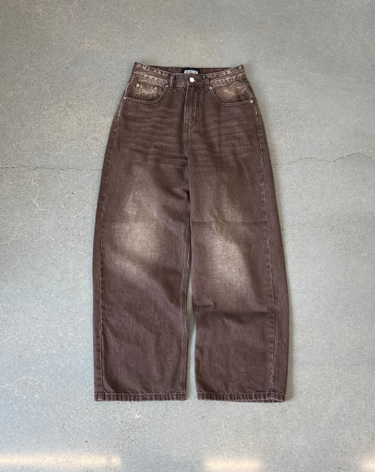 Mocha Distressed Denim Jeans